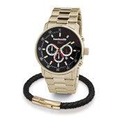 Bracelet cuir tressé noir/doré 21 cm - Lambretta Watches - Lambrettawatches