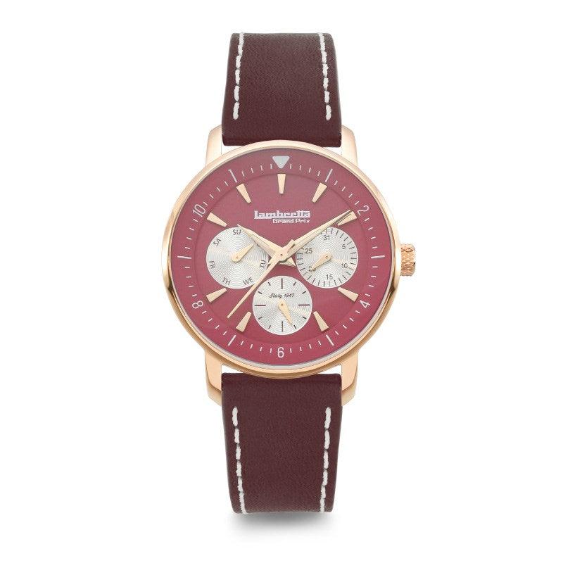 Imola 36 Cuir Or Rouge Bourgogne - Lambretta Watches - Lambrettawatches